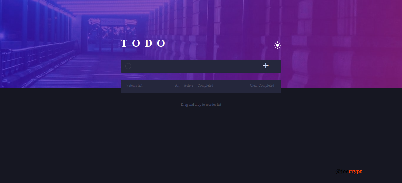 screenshot of todo web application