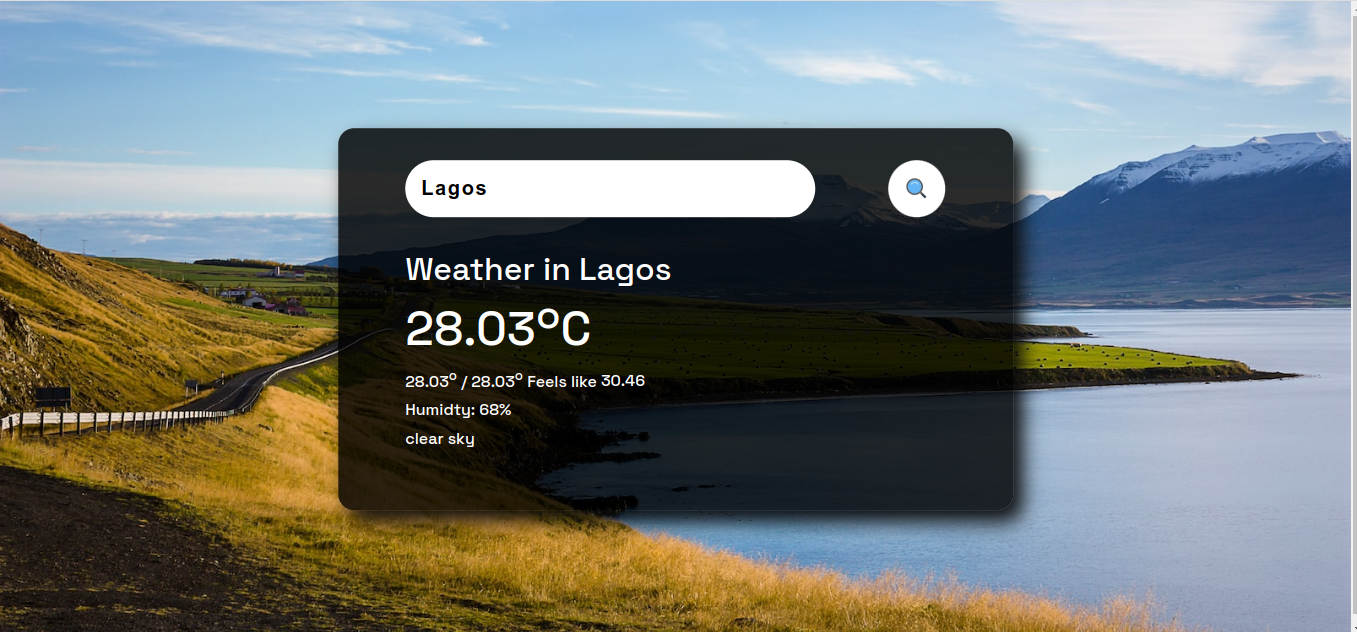 screenshot of weather application